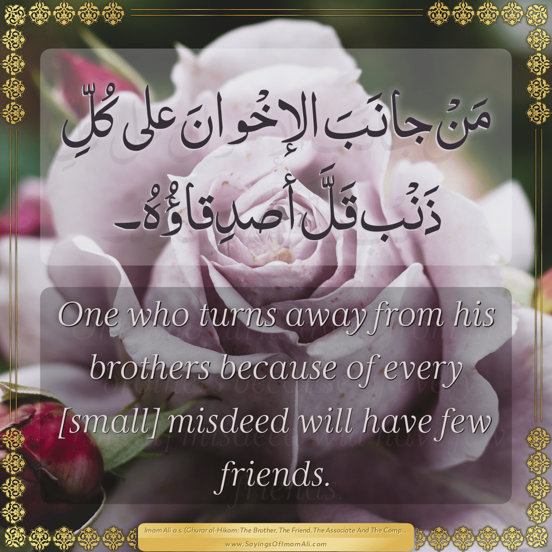 One who turns away from his brothers because of every [small] misdeed will...